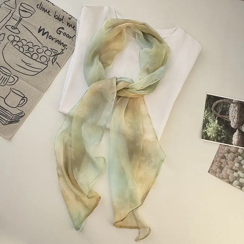 Long Silk Scarf with White Rose Print for Women — feature 42