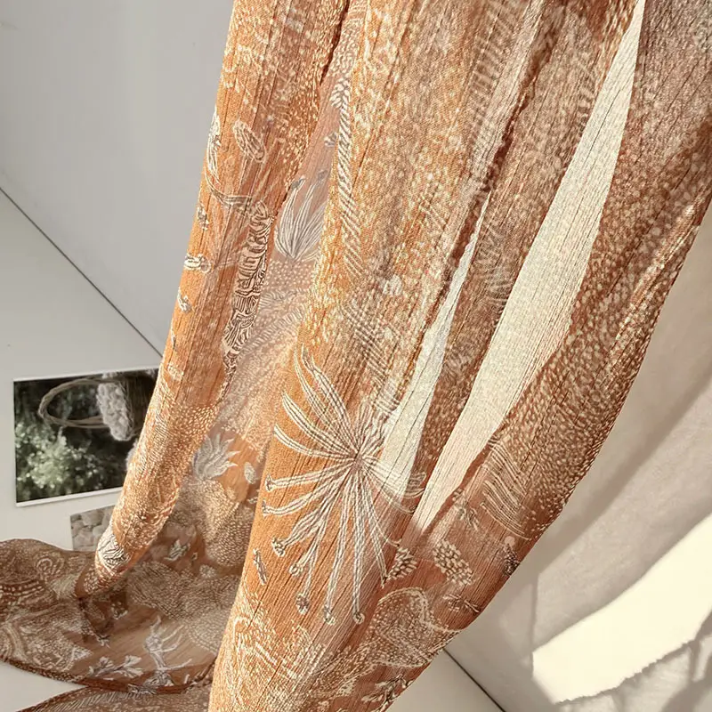 Long Silk Scarf with White Rose Print for Women — feature 48