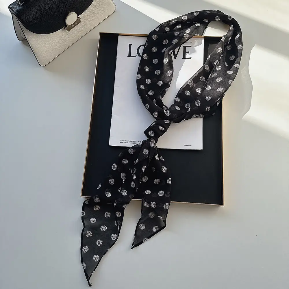 Long Silk Scarf with White Rose Print for Women — feature 6