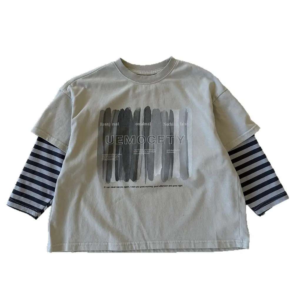 Boys Long Sleeve T-Shirt Grey Striped Sleeve Spring 2025 - Image 6