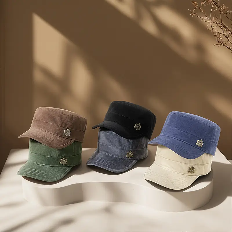 Men Winter Retro Flat Cap Hat Brown Blue Green