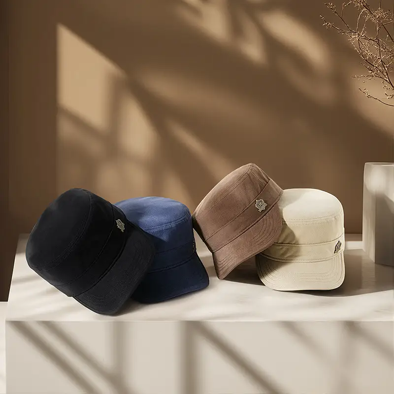 Men Winter Retro Flat Cap Hat Brown Blue Green