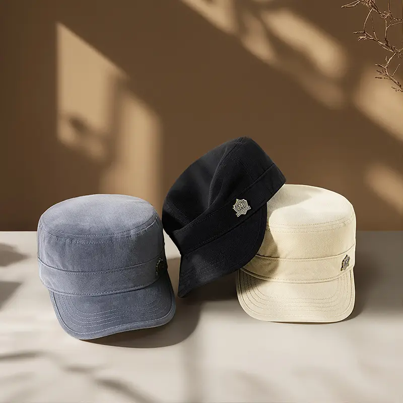 Men Winter Retro Flat Cap Hat Brown Blue Green