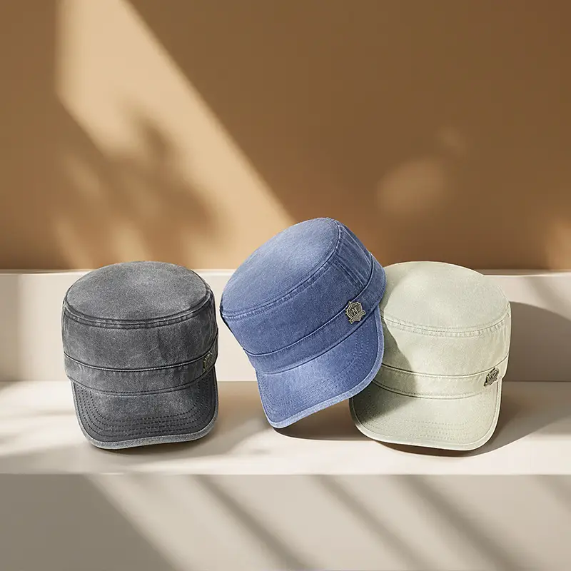 Men's Retro Cotton Sun Hat Big Cap Green Blue Grey - Image 9