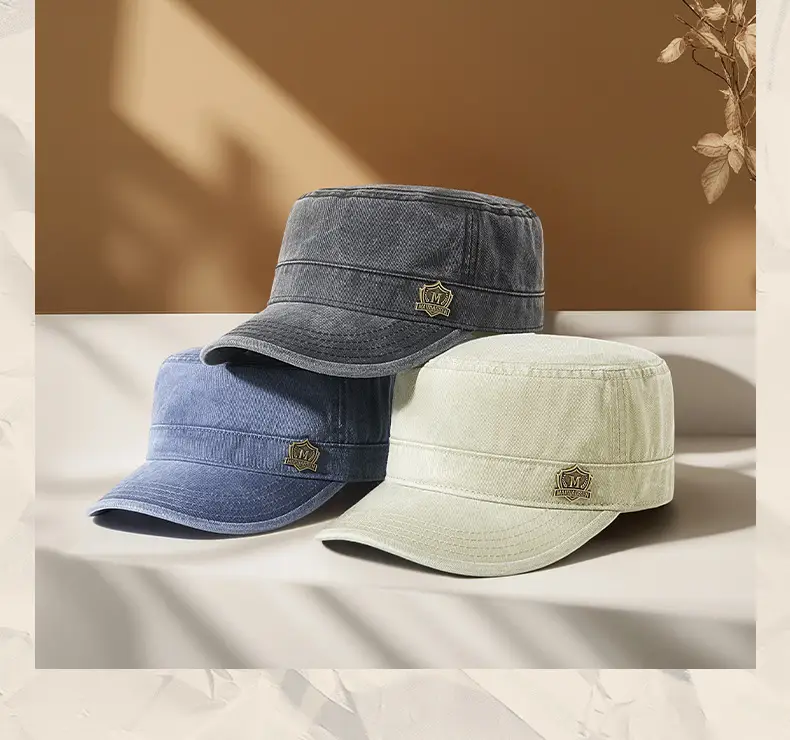 Men's Retro Cotton Sun Hat Big Cap Green Blue Grey — feature 11
