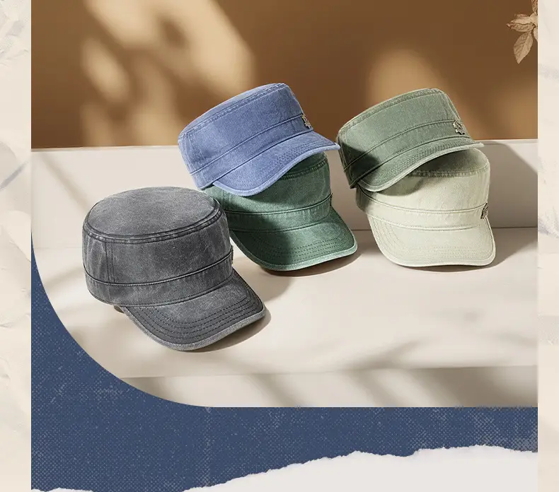 Men's Retro Cotton Sun Hat Big Cap Green Blue Grey — feature 15