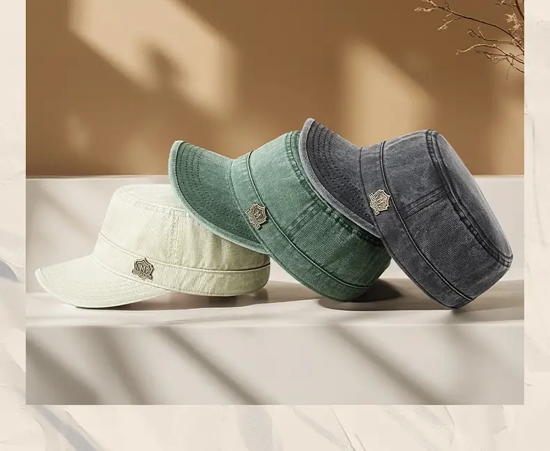 Men's Retro Cotton Sun Hat Big Cap Green Blue Grey — feature 19