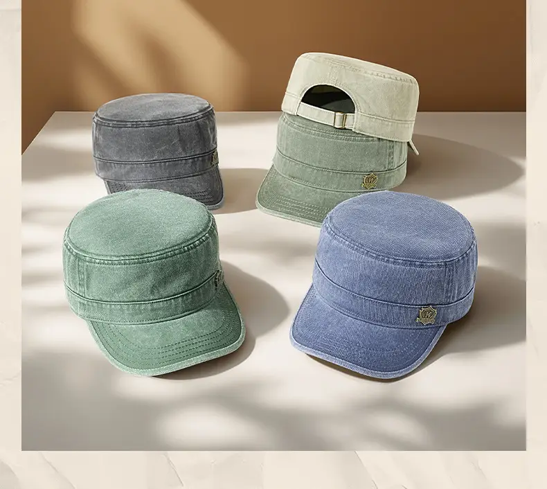 Men's Retro Cotton Sun Hat Big Cap Green Blue Grey — feature 26
