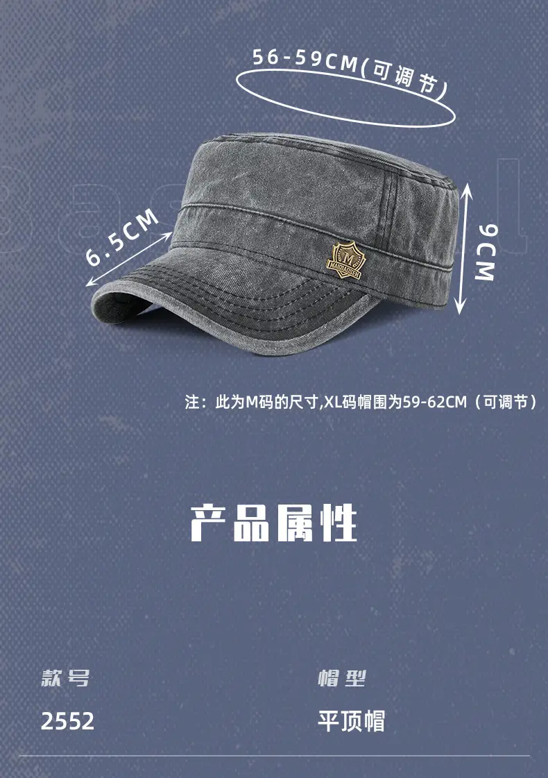 Men's Retro Cotton Sun Hat Big Cap Green Blue Grey — feature 29