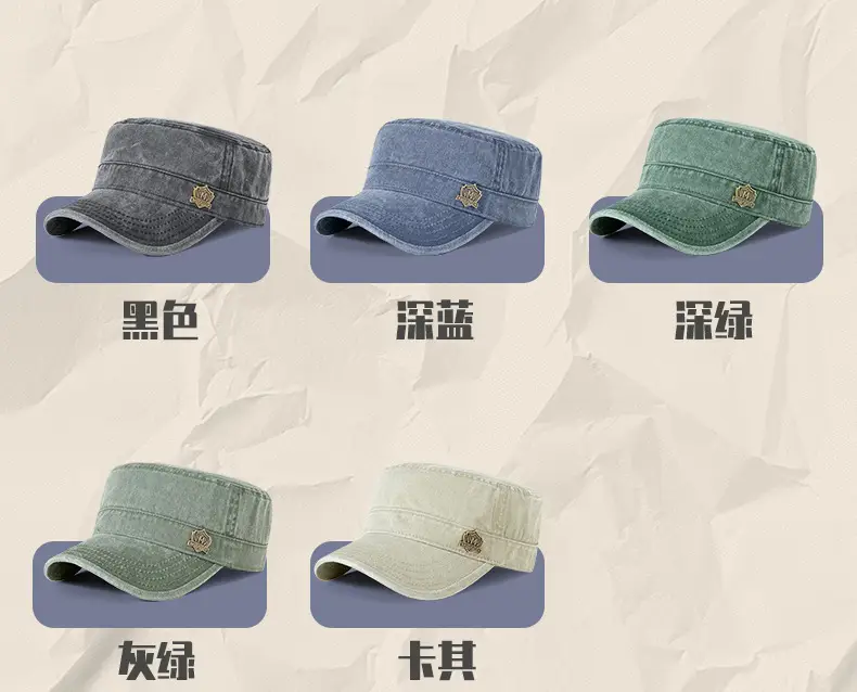 Men's Retro Cotton Sun Hat Big Cap Green Blue Grey — feature 31
