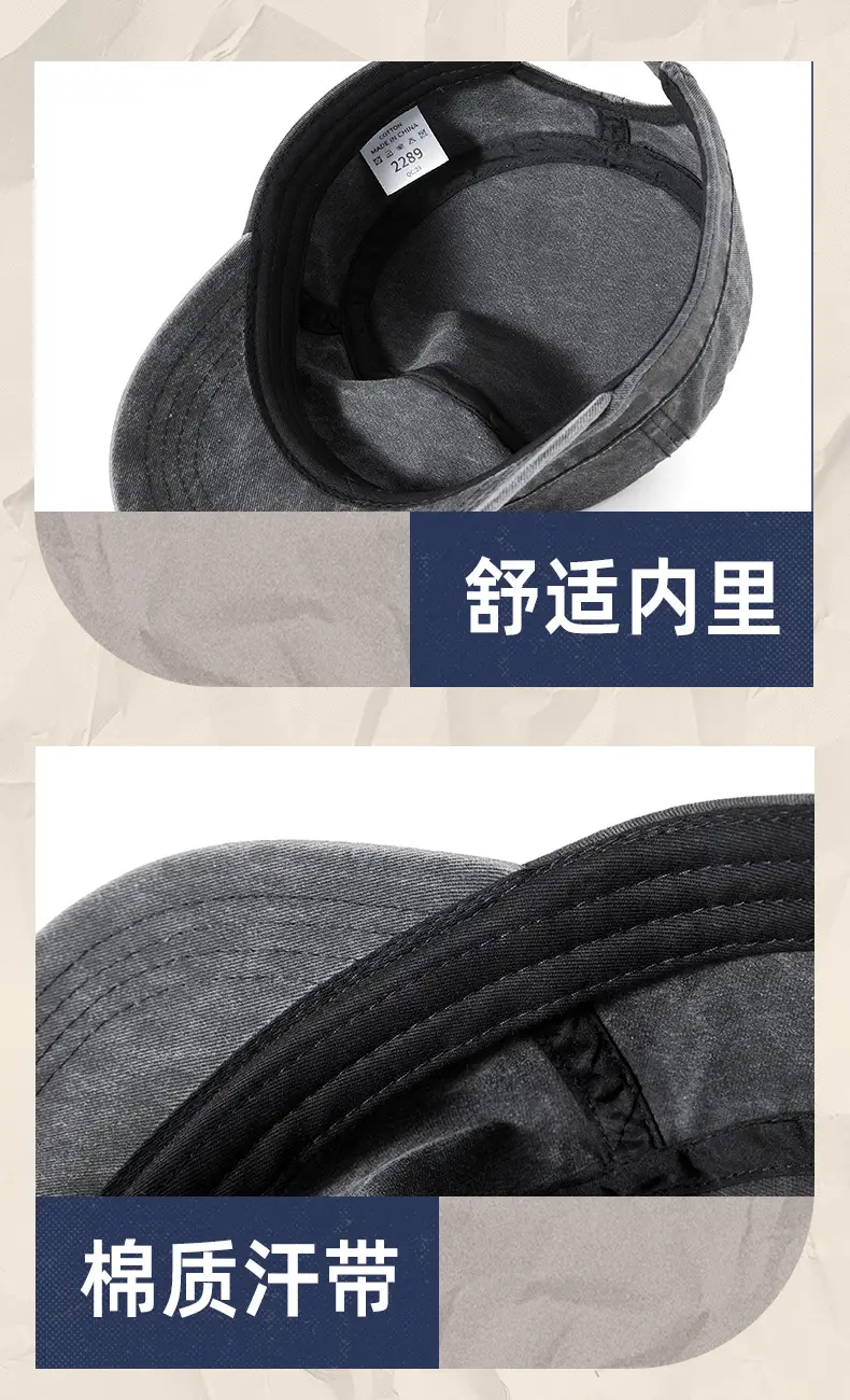Men's Retro Cotton Sun Hat Big Cap Green Blue Grey — feature 34