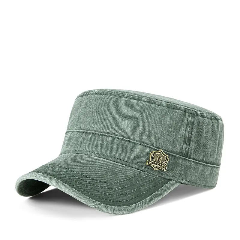 Men's Retro Cotton Sun Hat Big Cap Green Blue Grey - Image 3