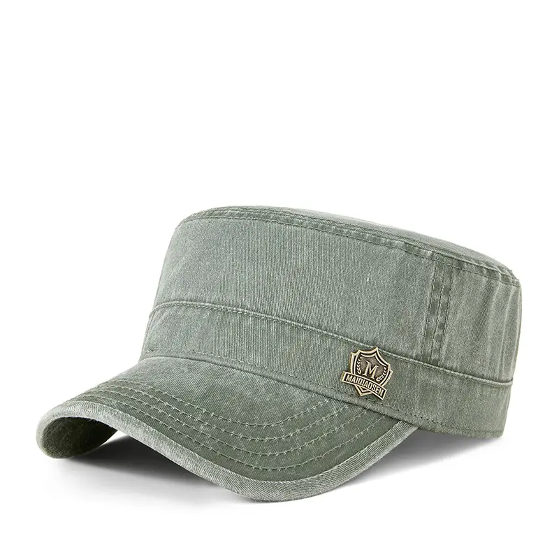 Men's Retro Cotton Sun Hat Big Cap Green Blue Grey - Image 4