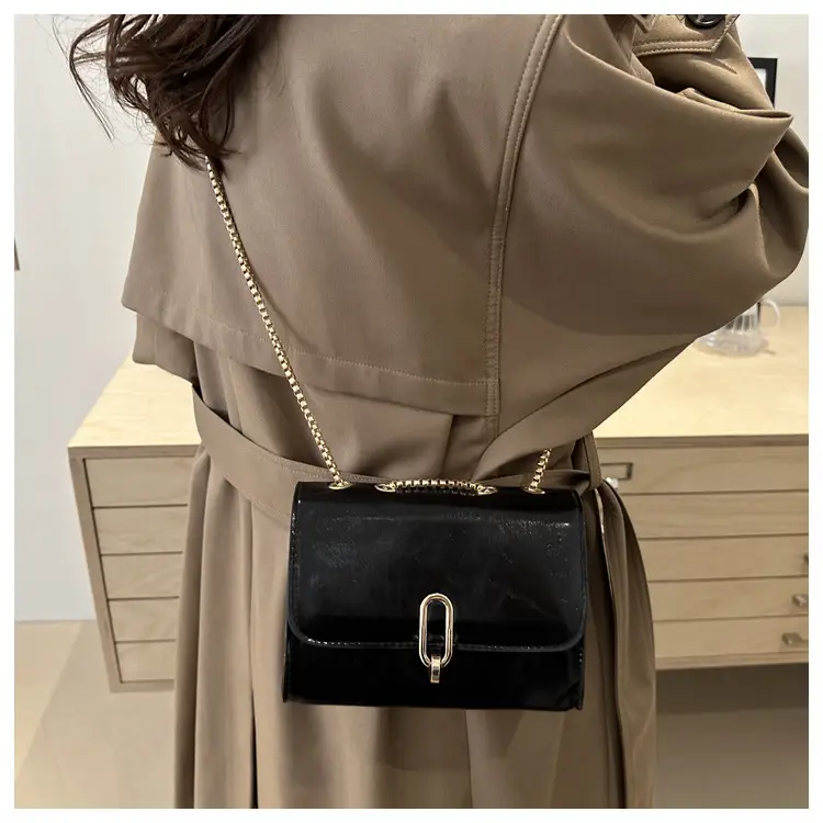 French Style Women's Glossy Crossbody Bag Maroon 2025 — feature 14