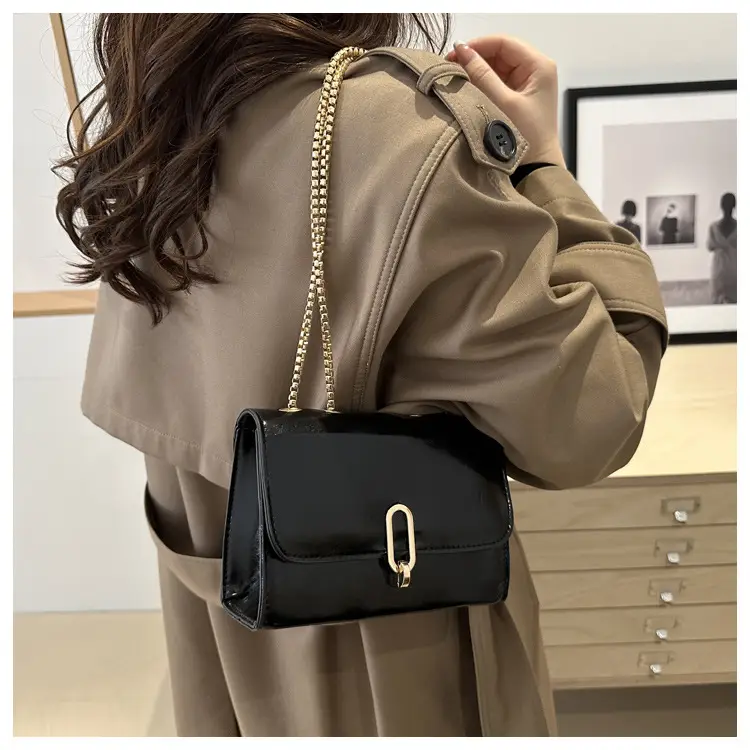 French Style Women's Glossy Crossbody Bag Maroon 2025 — feature 16