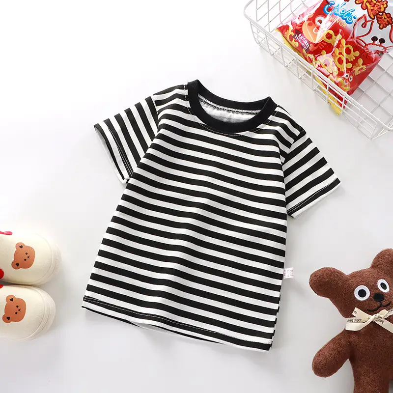 New Kids Striped Cotton T-Shirt Yellow — feature 11