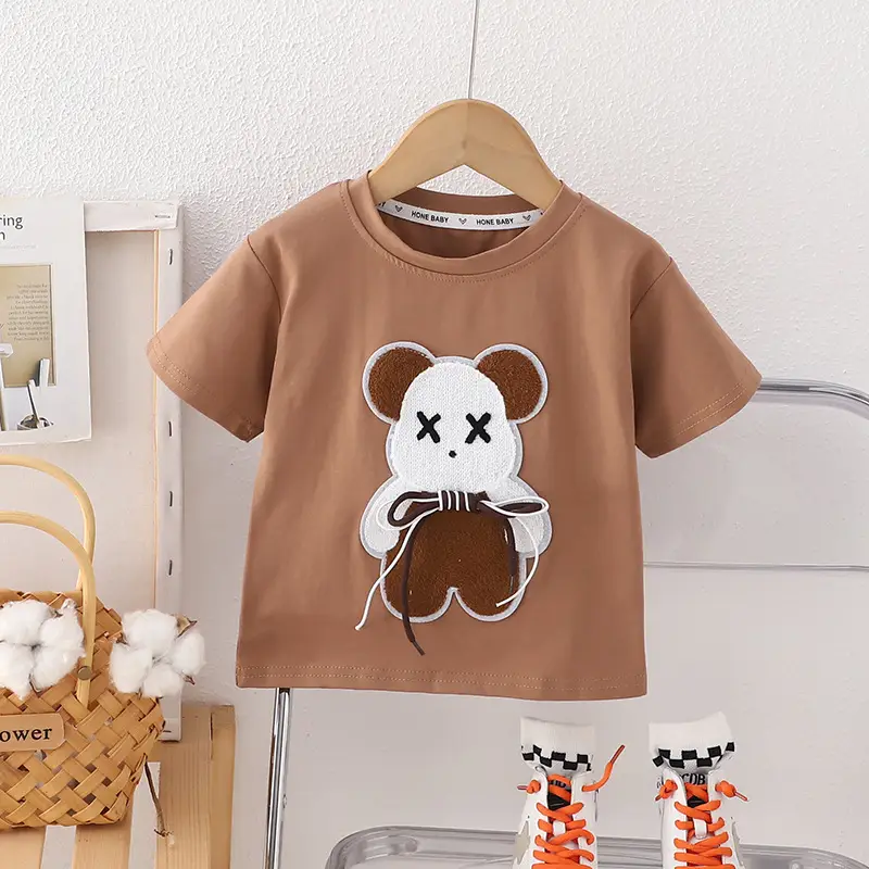Children's T-Shirt Short Sleeve Summer Casual Cream - Image 2