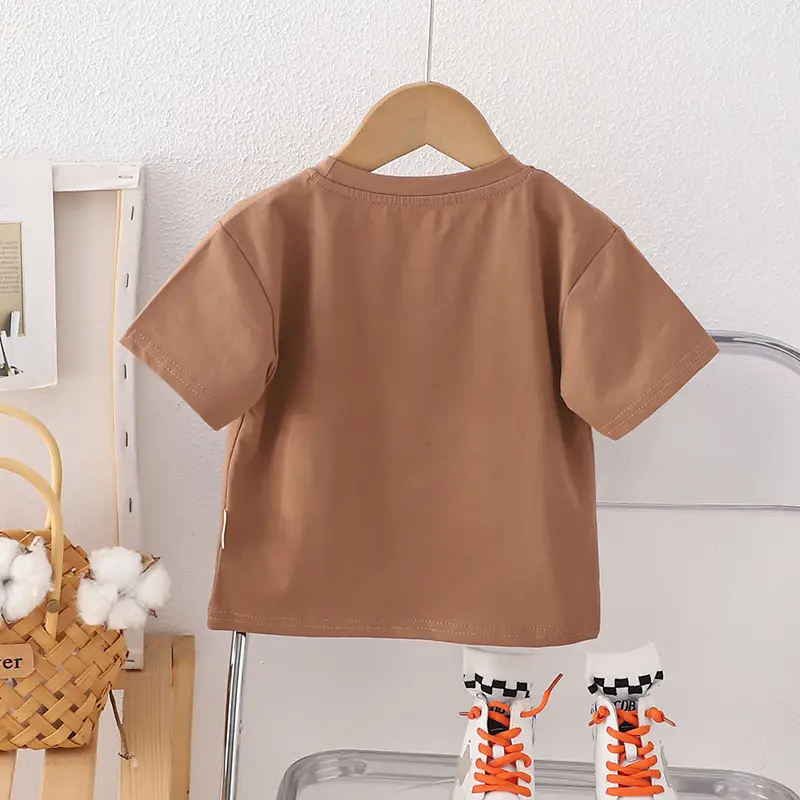 Children's T-Shirt Short Sleeve Summer Casual Cream — feature 4