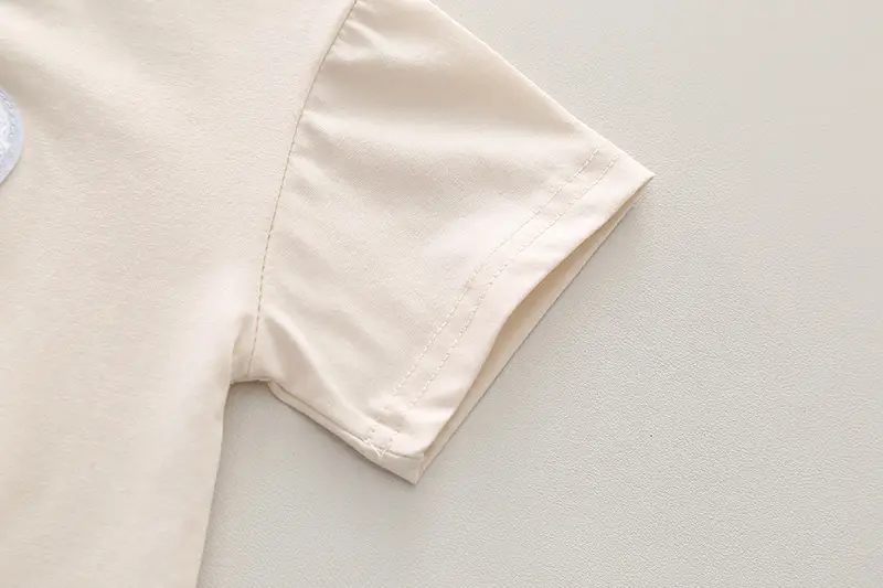 Children's T-Shirt Short Sleeve Summer Casual Cream — feature 9