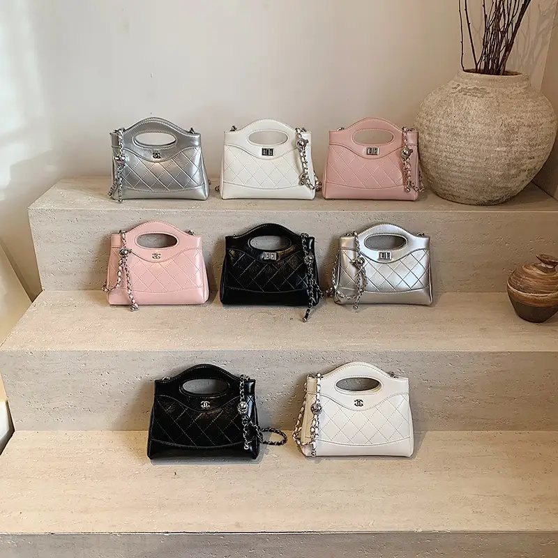Pink Rhomboid Chain Handbag for Women