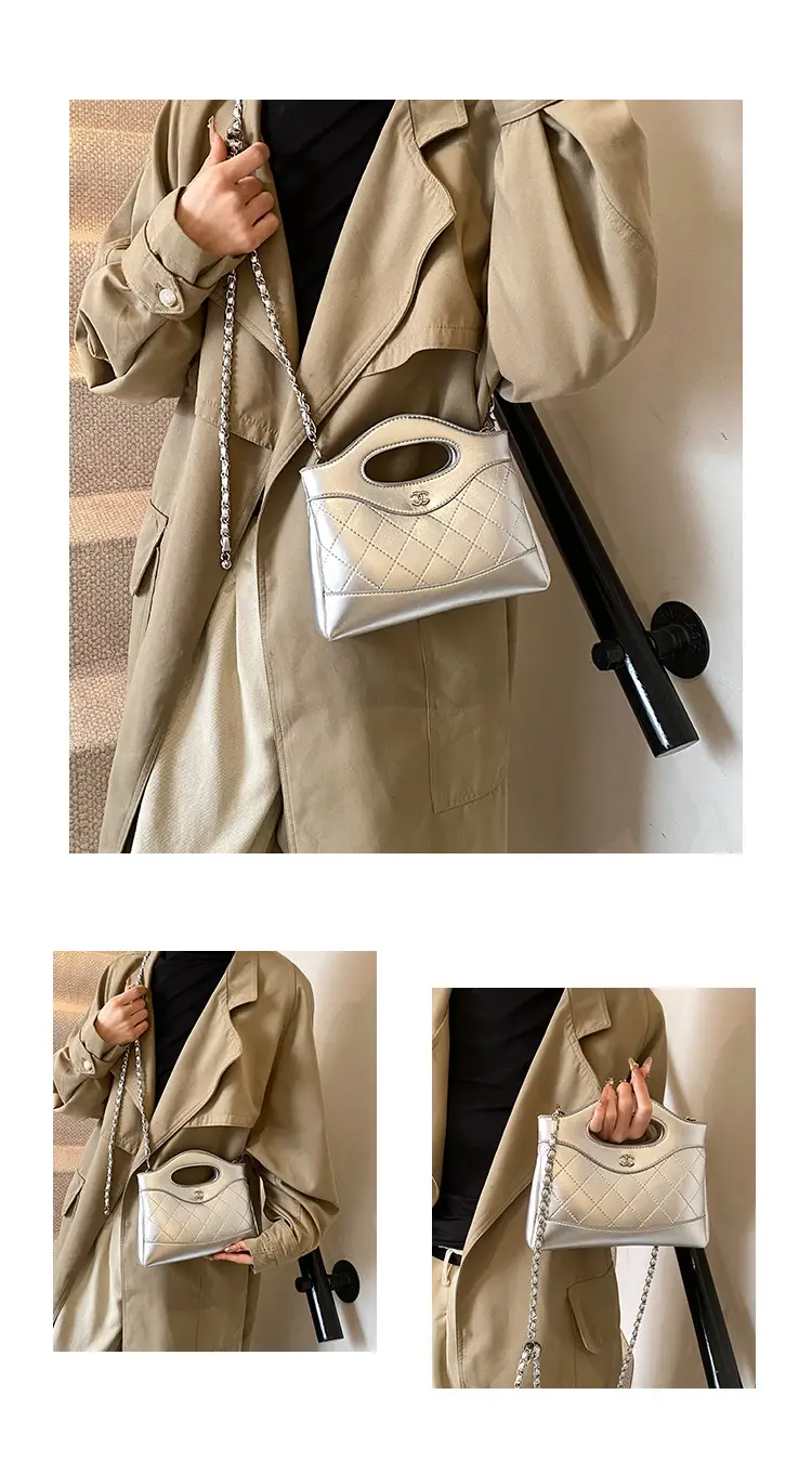 Pink Rhomboid Chain Handbag for Women — feature 10