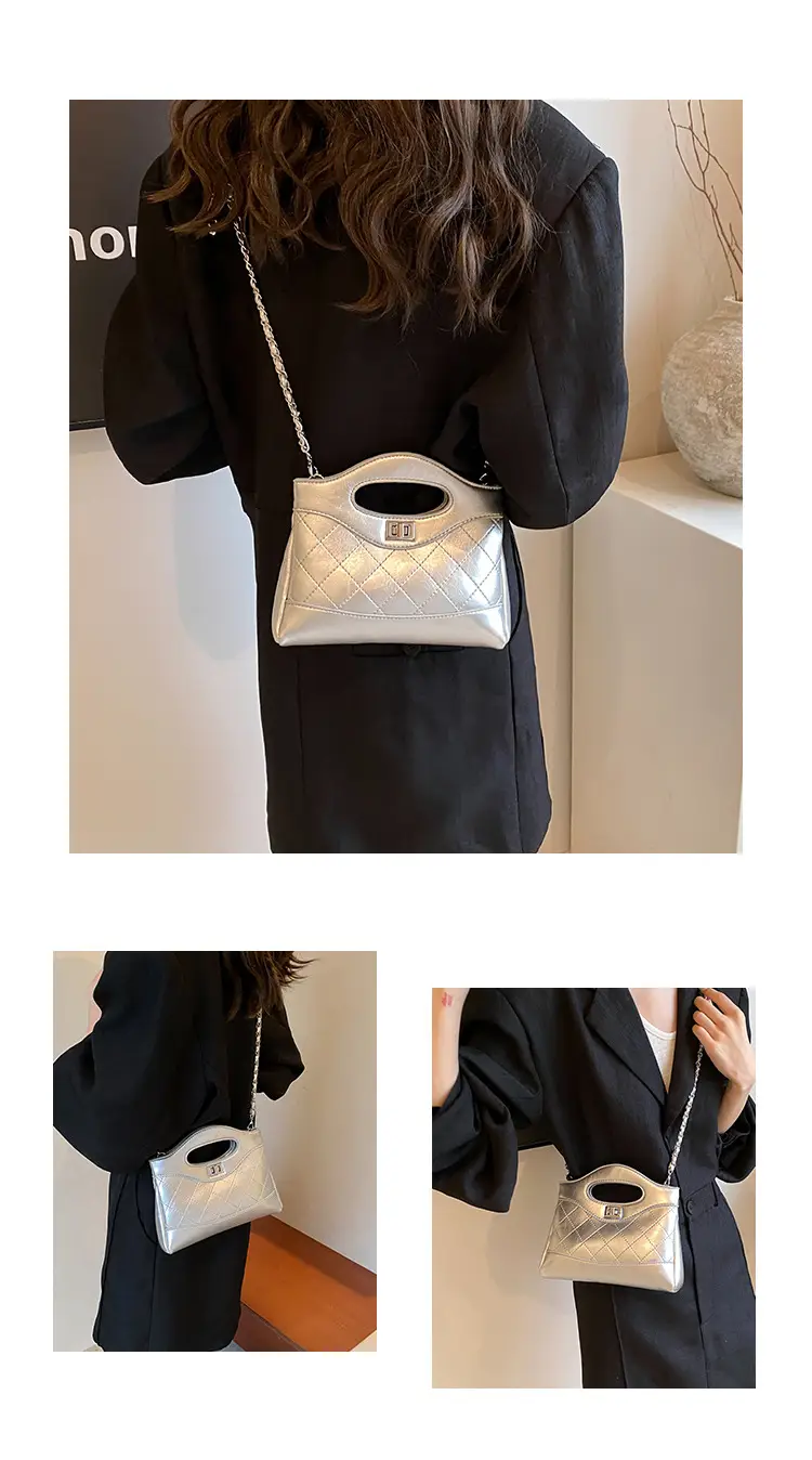 Pink Rhomboid Chain Handbag for Women — feature 11