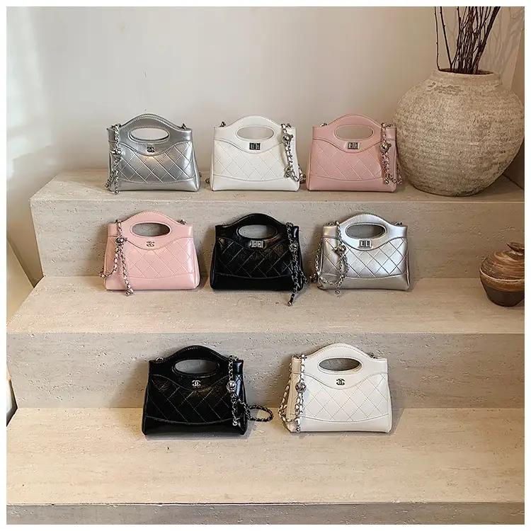 Pink Rhomboid Chain Handbag for Women — feature 13