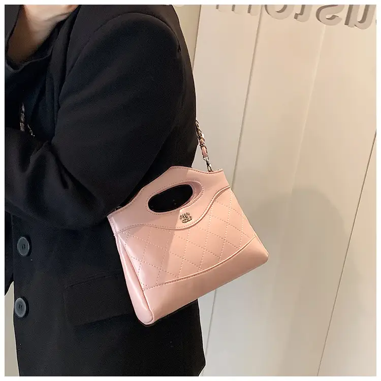 Pink Rhomboid Chain Handbag for Women — feature 20