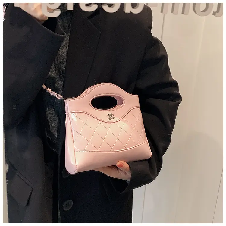 Pink Rhomboid Chain Handbag for Women — feature 22