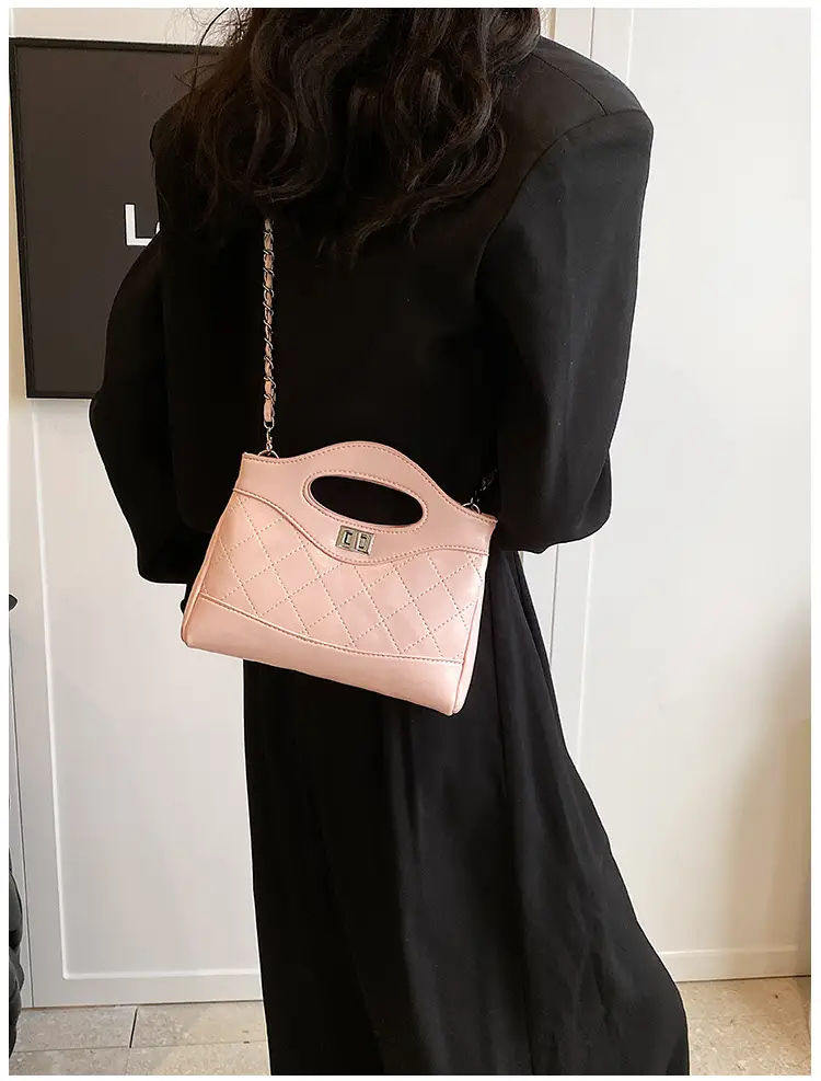 Pink Rhomboid Chain Handbag for Women — feature 28