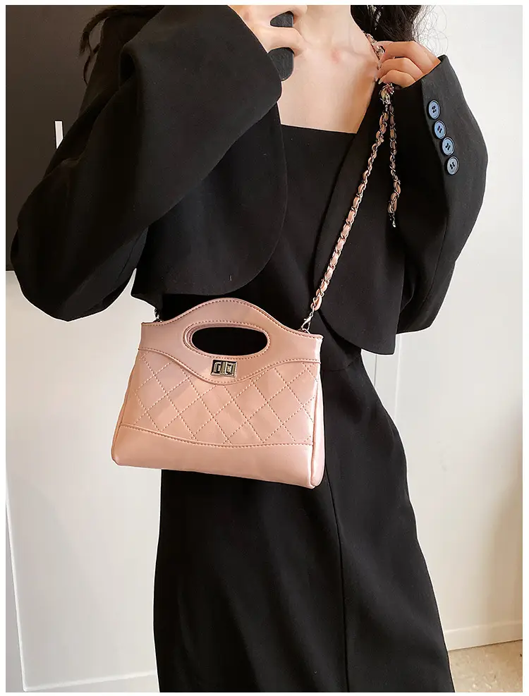 Pink Rhomboid Chain Handbag for Women — feature 29