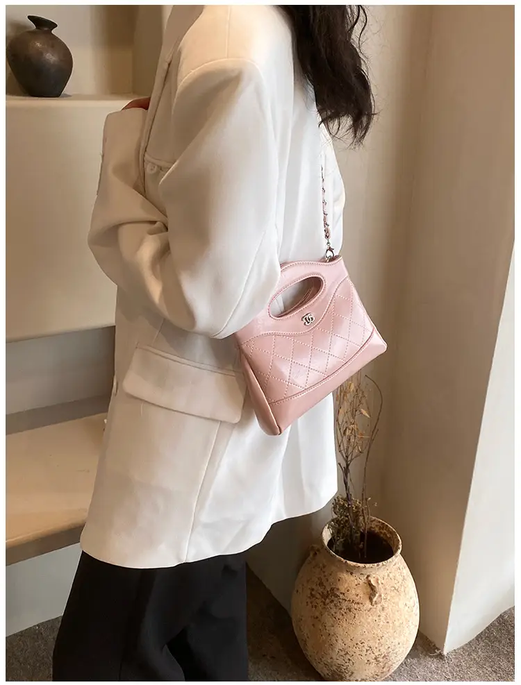 Pink Rhomboid Chain Handbag for Women — feature 38