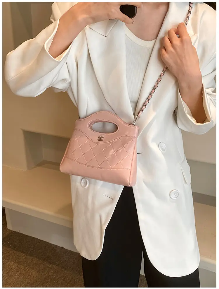 Pink Rhomboid Chain Handbag for Women — feature 39