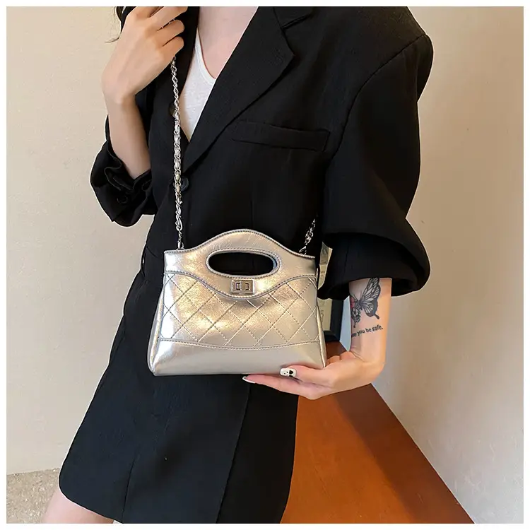 Pink Rhomboid Chain Handbag for Women — feature 44