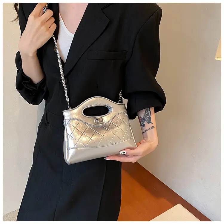 Pink Rhomboid Chain Handbag for Women — feature 45