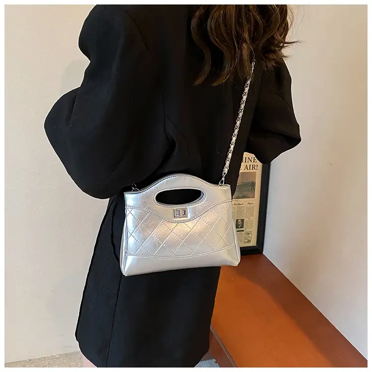 Pink Rhomboid Chain Handbag for Women — feature 46