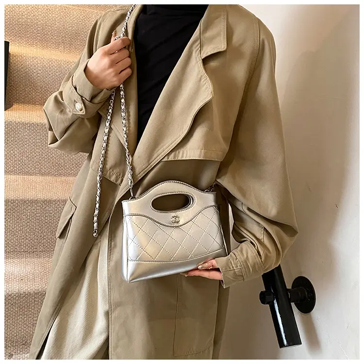 Pink Rhomboid Chain Handbag for Women — feature 47