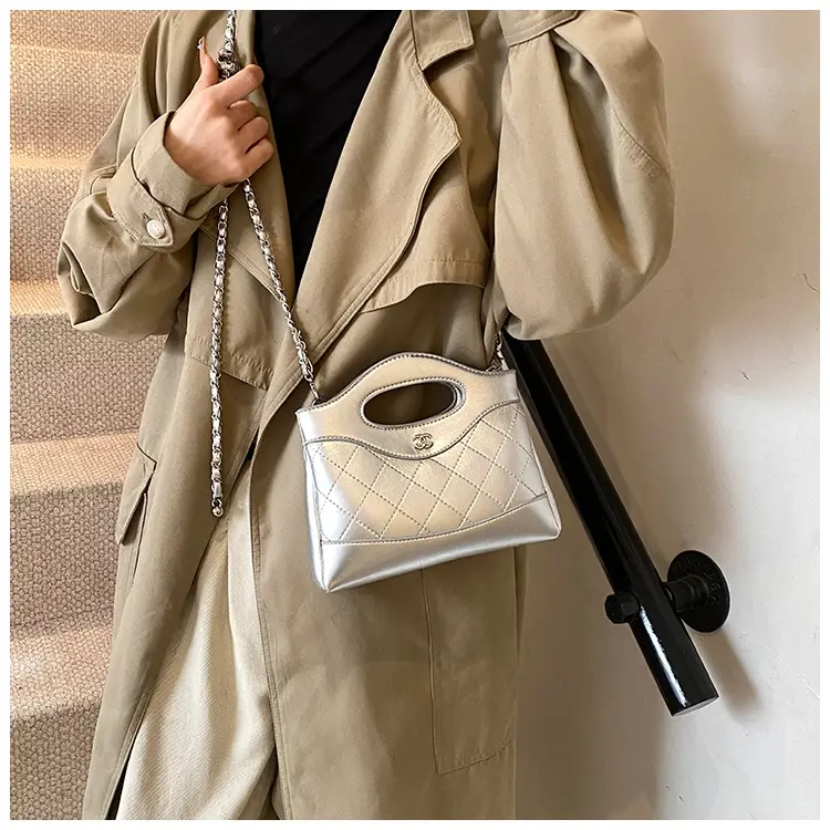 Pink Rhomboid Chain Handbag for Women — feature 48