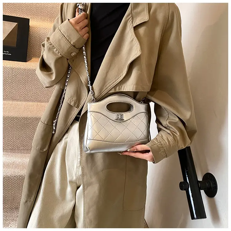 Pink Rhomboid Chain Handbag for Women — feature 49