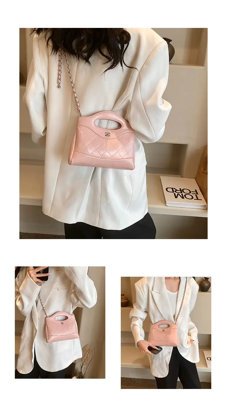 Pink Rhomboid Chain Handbag for Women — feature 6