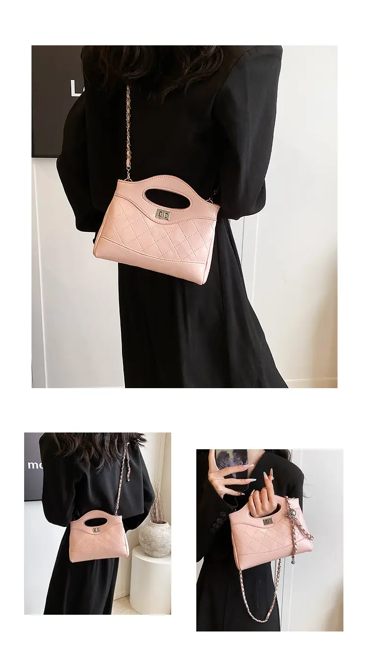 Pink Rhomboid Chain Handbag for Women — feature 8