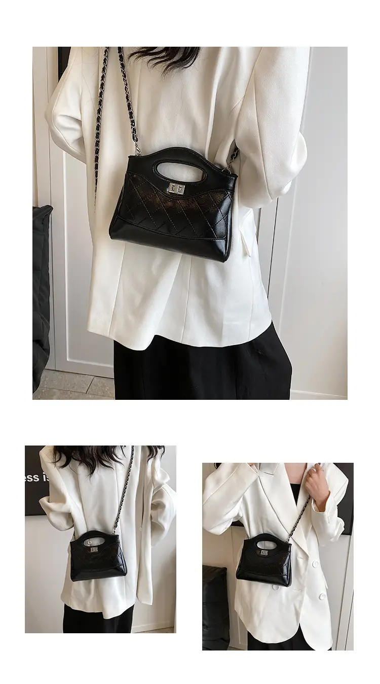 Pink Rhomboid Chain Handbag for Women — feature 9