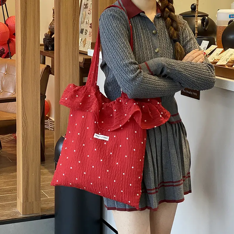 Fairy Ruffled Mesh Shoulder Bag Red Women - Image 5