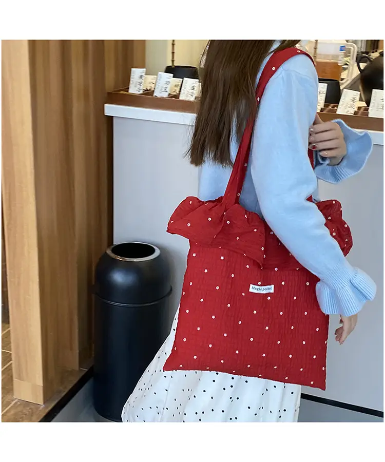 Fairy Ruffled Mesh Shoulder Bag Red Women — feature 16
