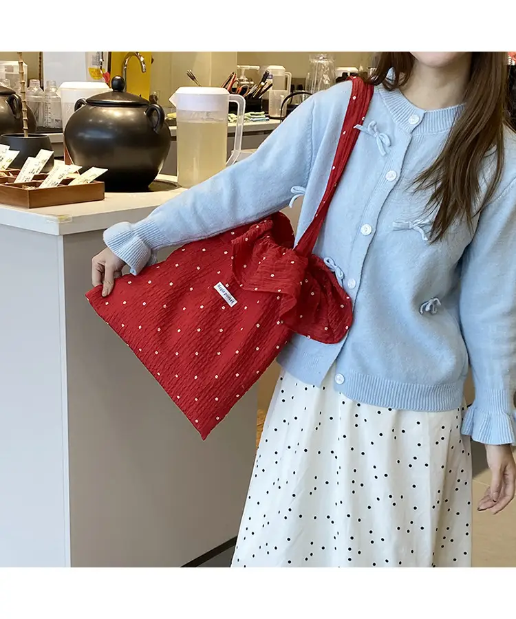 Fairy Ruffled Mesh Shoulder Bag Red Women — feature 17