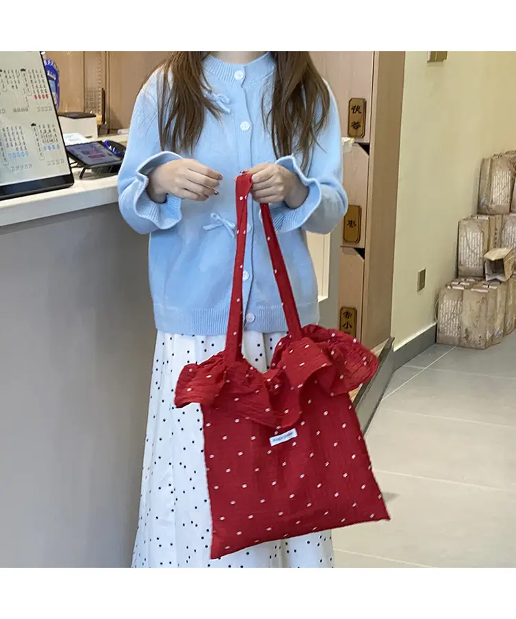 Fairy Ruffled Mesh Shoulder Bag Red Women — feature 19