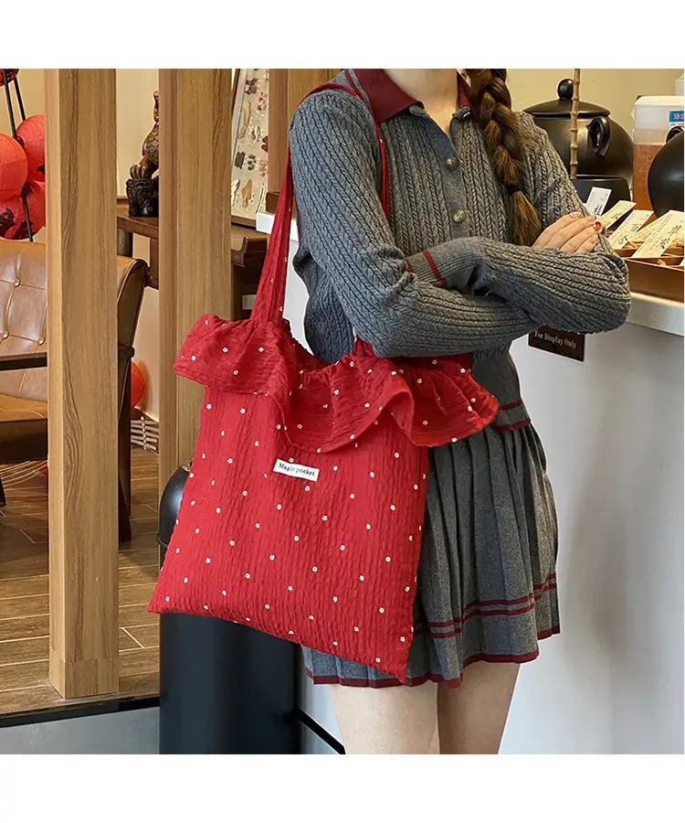 Fairy Ruffled Mesh Shoulder Bag Red Women — feature 21