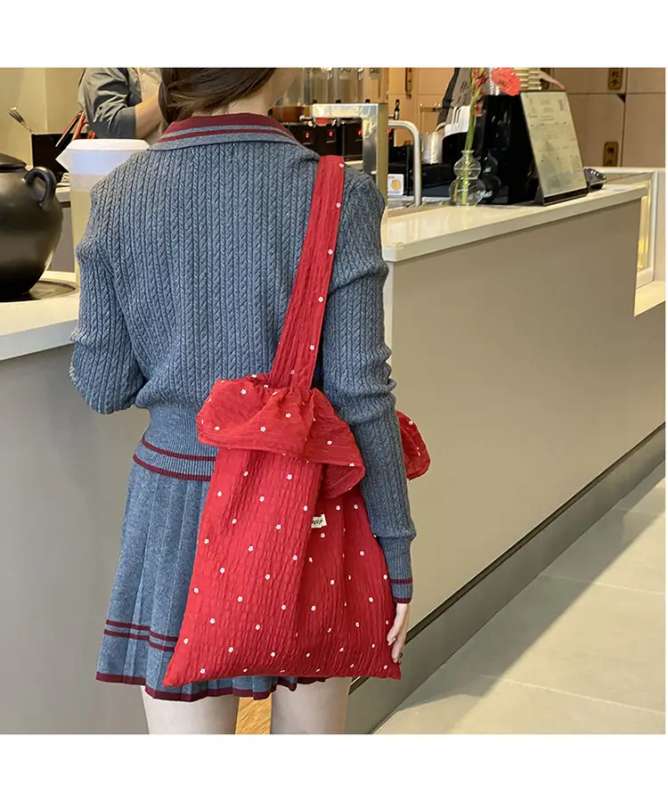 Fairy Ruffled Mesh Shoulder Bag Red Women — feature 22