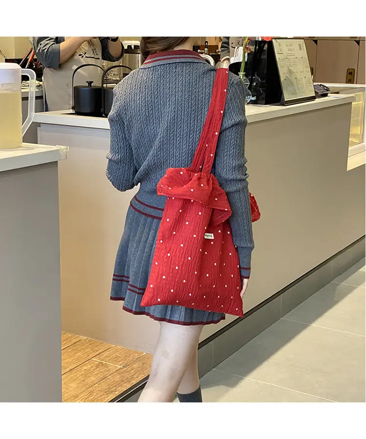 Fairy Ruffled Mesh Shoulder Bag Red Women — feature 23