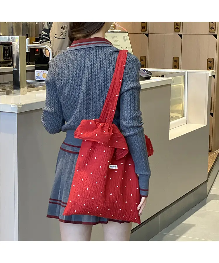 Fairy Ruffled Mesh Shoulder Bag Red Women — feature 24